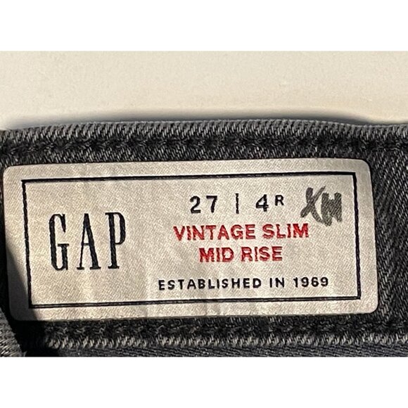 Gap jeans womens 4 27 x 26 vintage slim mid rise 27 gray black - Picture 6 of 10